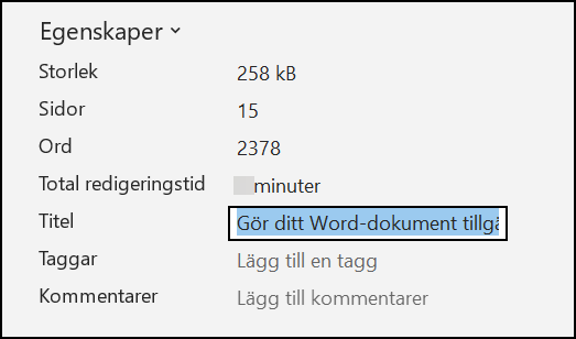 Egenskaper visar också t.ex. filstorlek och antal sidor.