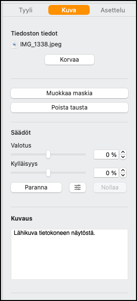 Ruutukaappaus Pages-ohjelman kuvatyökaluista.