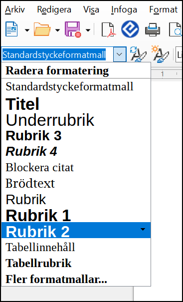 Du kan väljä en lämplig stil från rullgardinsmenyn.